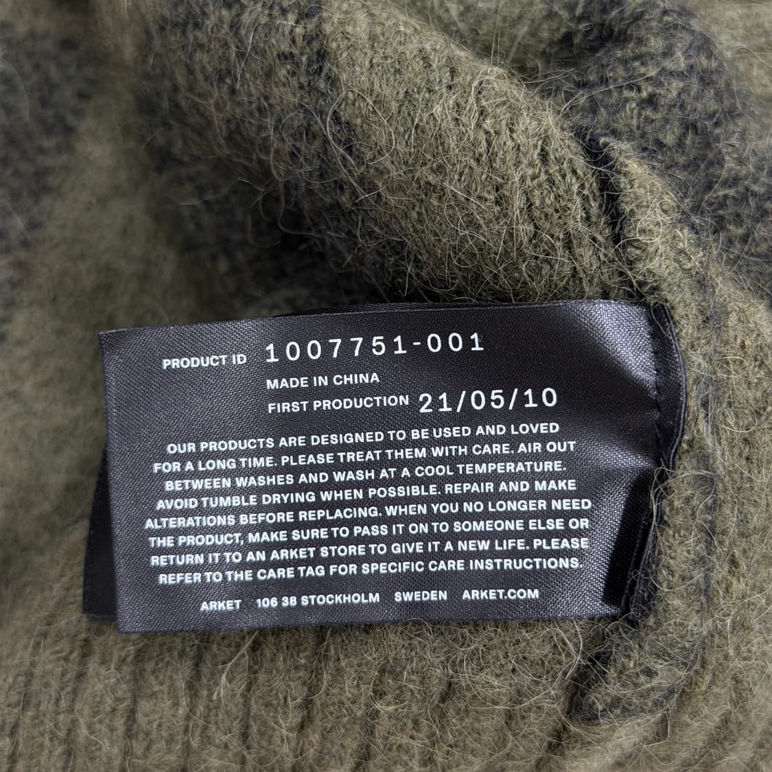 아르켓 알파카 블렌드 브이넥 체크 니트 그린 S 상품이미지4