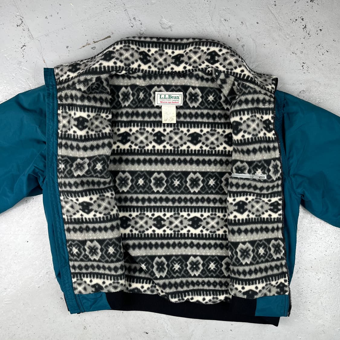 빈티지 LL Bean 아즈텍 플리스 라인드 웜업 자켓 틸 그린 상품이미지5