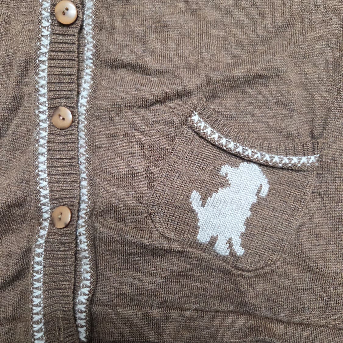 일본 빈티지 강아지 자수 포켓 가디건 상품이미지3