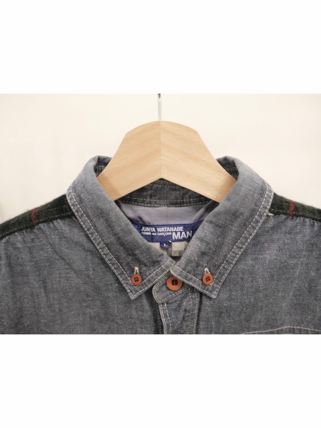 준야 와타나베 체크 패치 데님 셔츠 상품이미지3