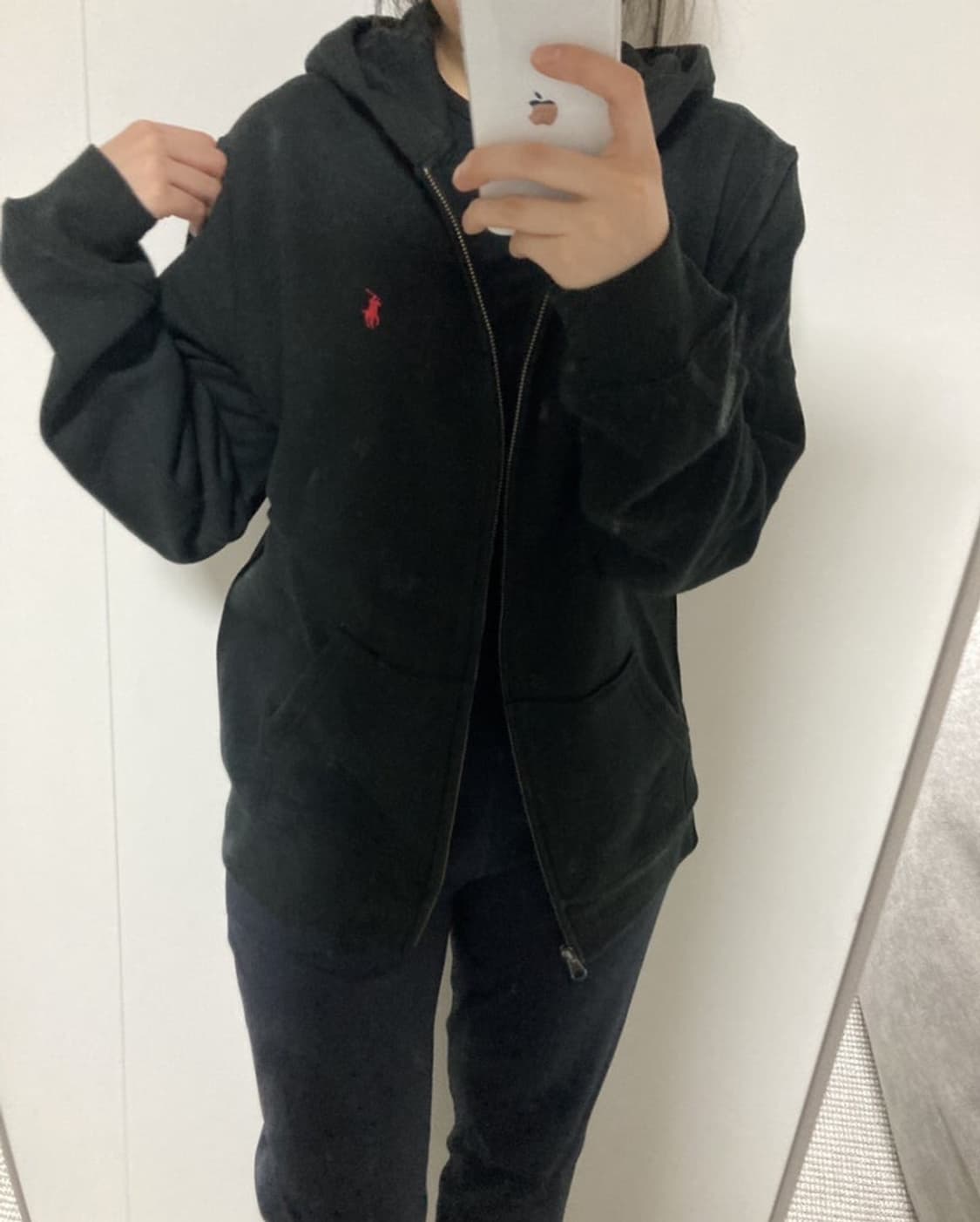 폴로 보이즈 후드집업 블랙  상품이미지1