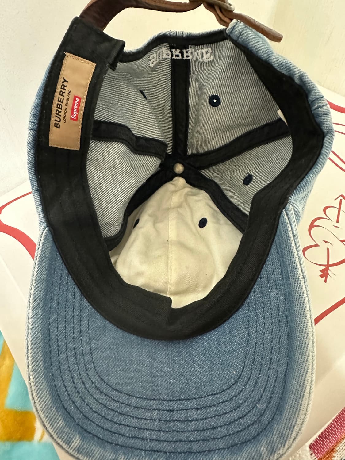 Supreme x Burberry Denim 6-Panel Cap 워시드 상품이미지3