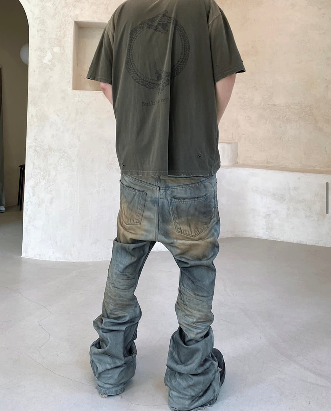 언더마이카 25SS 하드 오일 워싱 플레어 진 라이트 블루 상품이미지4