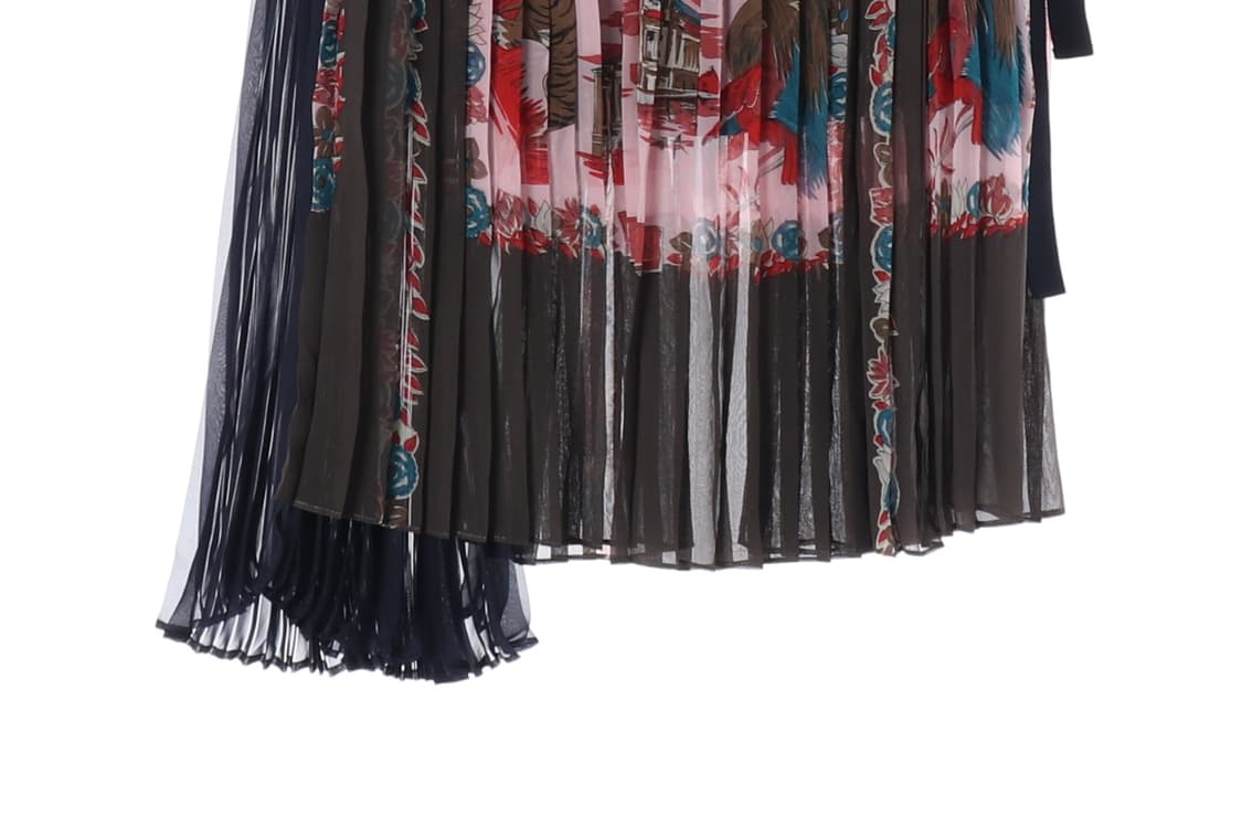 [M]사카이 핑크 스카프 프린트 롱 플리츠 스커트 치마
 상품이미지4