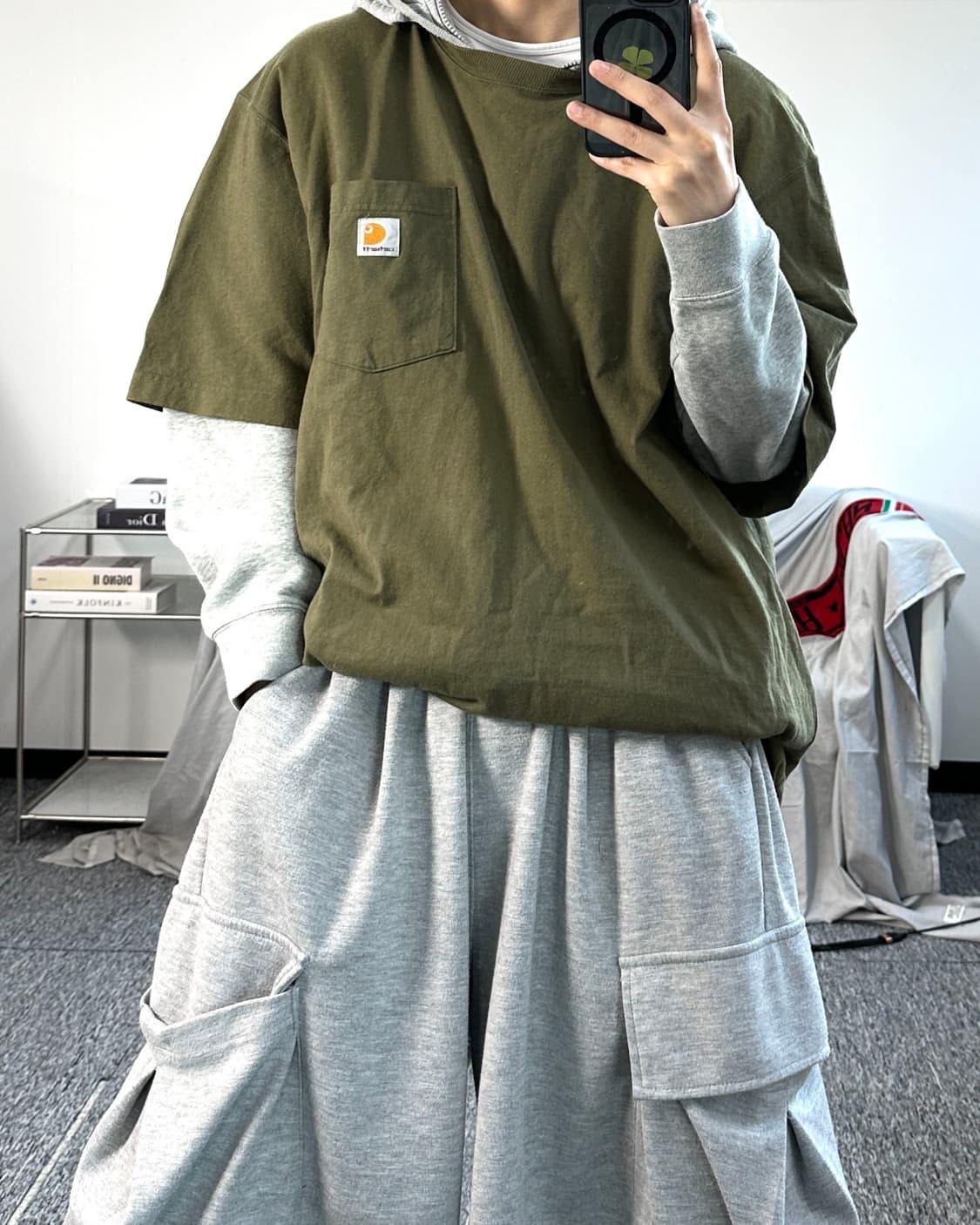 칼하트 카키 포켓 반팔티 L 상품이미지3