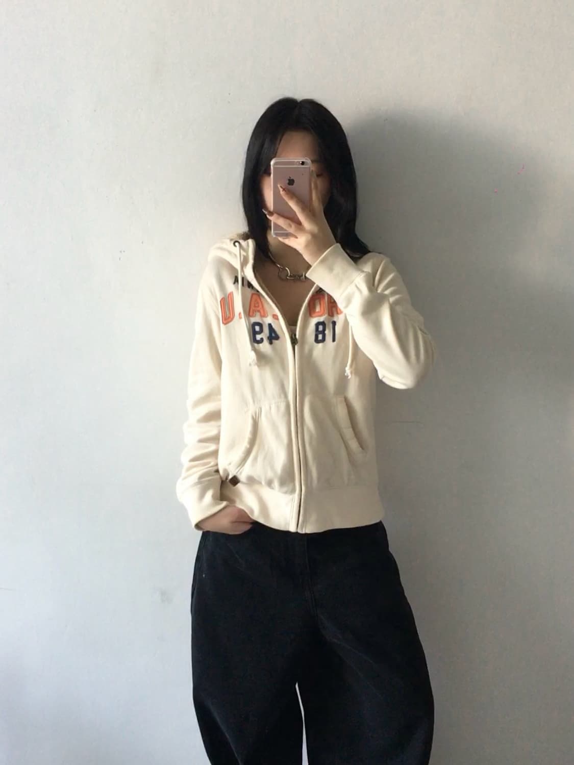 후아유 쉐르파 패치로고 후드집업 상품이미지1