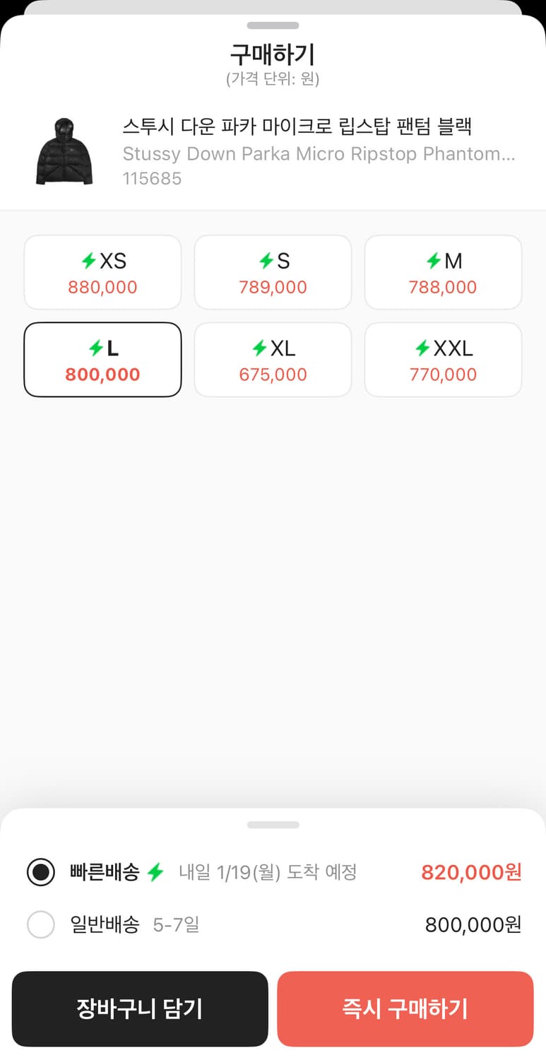 스투시 다운 파카 마이크로 립스탑 팬텀 블랙 상품이미지3