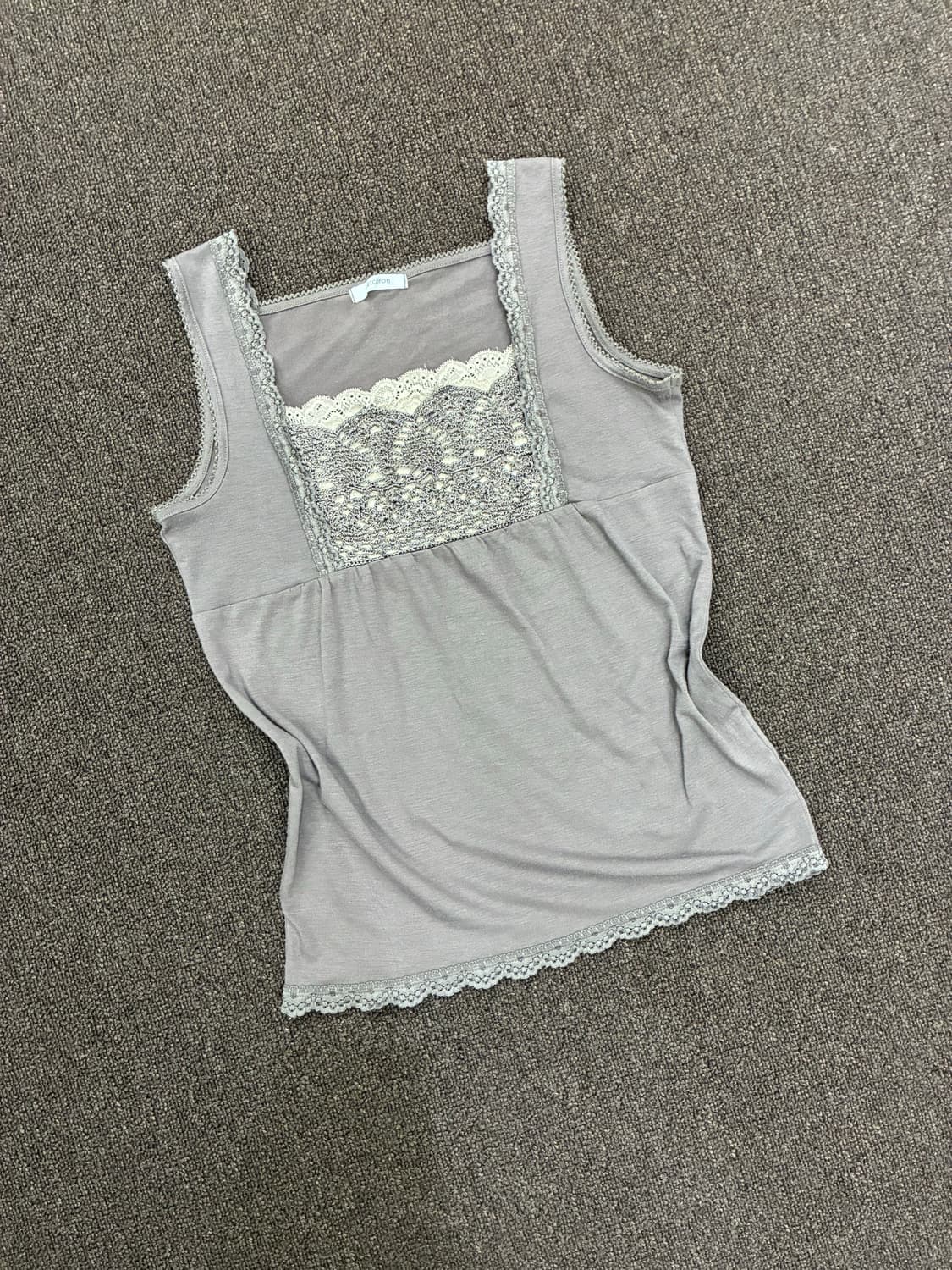 M)Japanese vintage 여성 레이스 디테일 모카 슬리브리스 상품이미지3