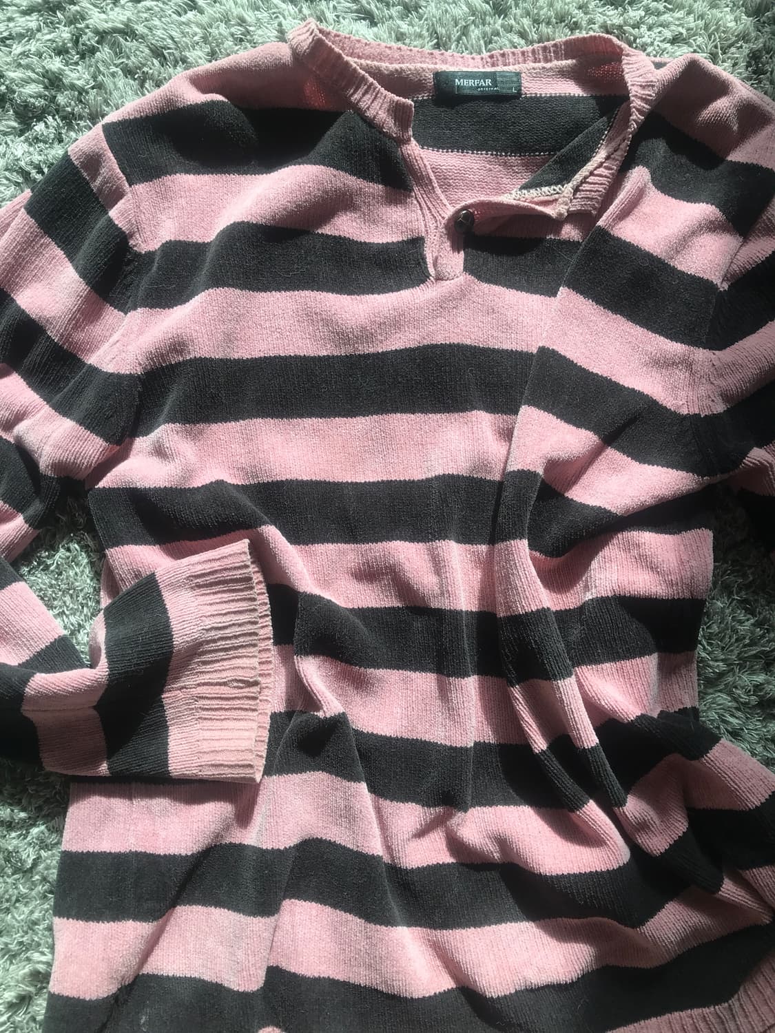 빈티지 핑크블랙 스트라이프 니트 상품이미지2