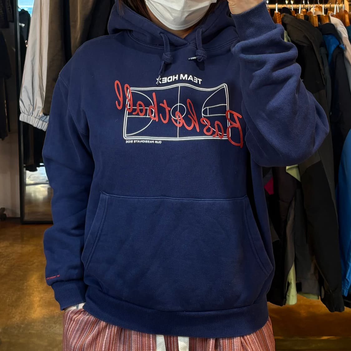 HDEX 프린팅 네이비 후드 상품이미지1