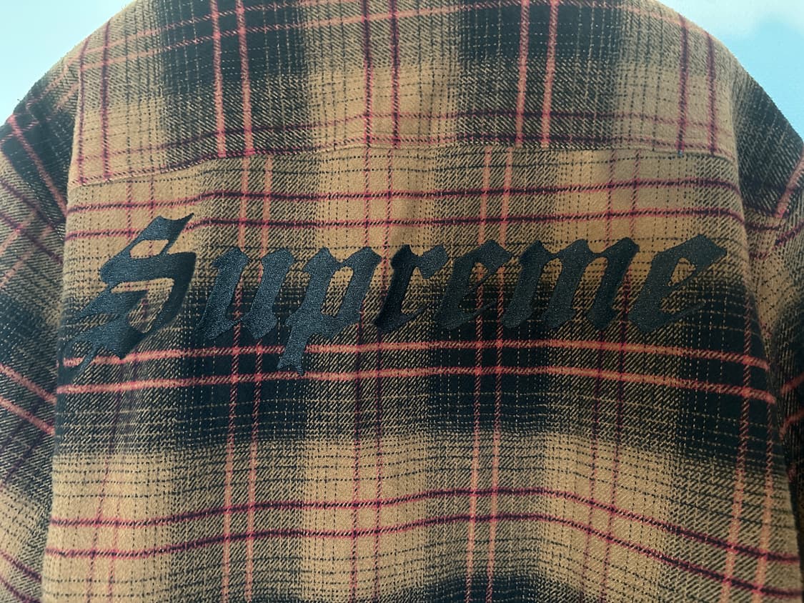 L - 슈프림 라인드 플란넬 스냅 셔츠 브라운 상품이미지4