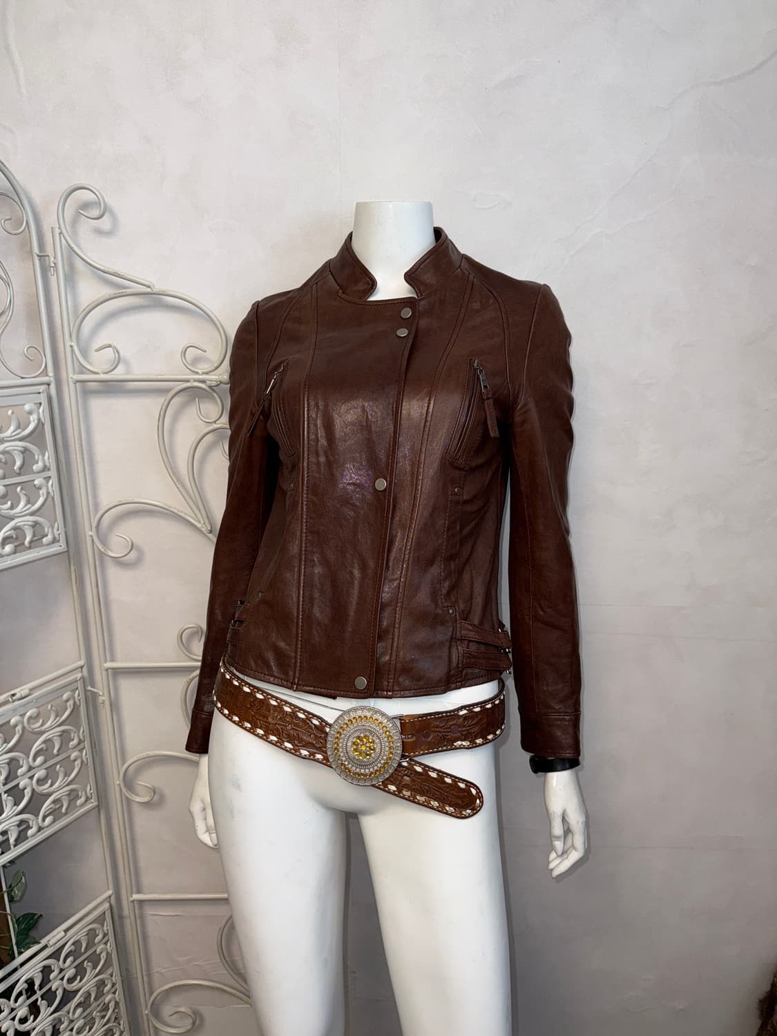 Dark brown lamb skin side buckle jacket  상품이미지4