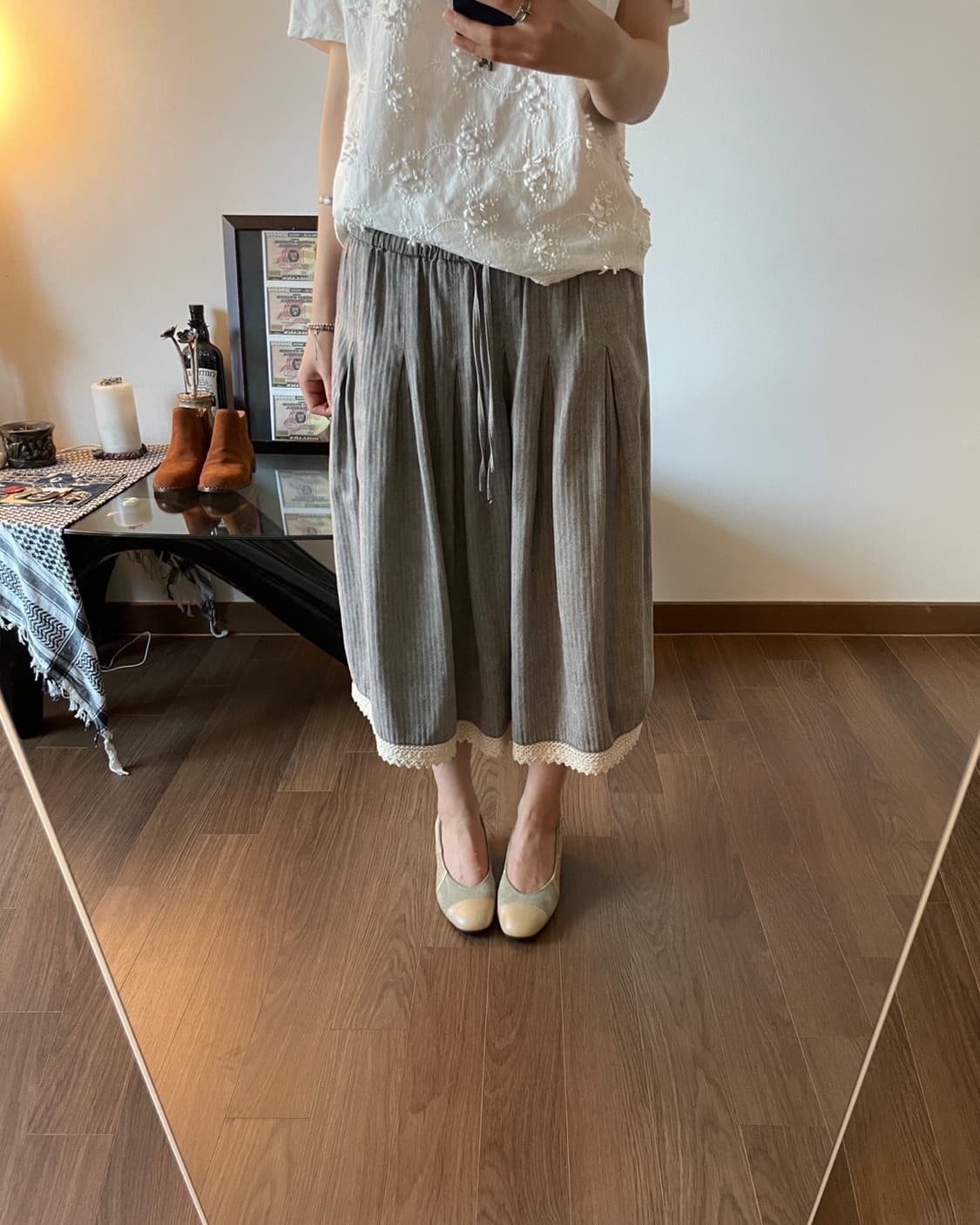 herringbone long skirt 상품이미지3