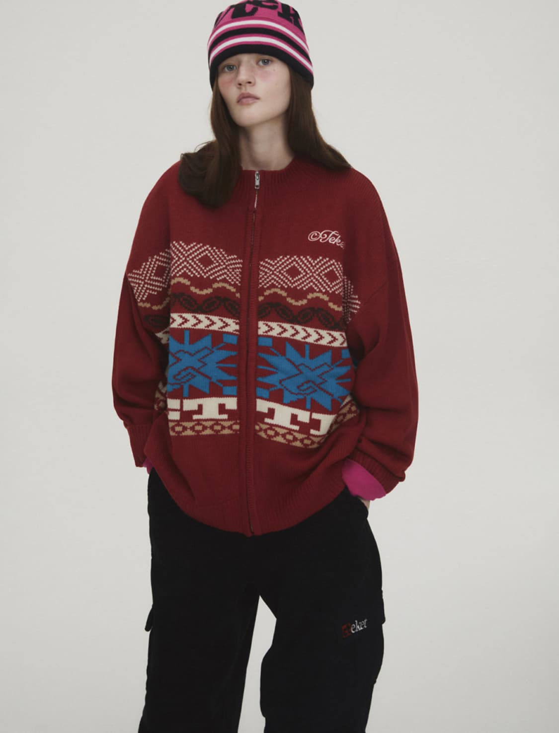 테켓 니트 집업 L 상품이미지1