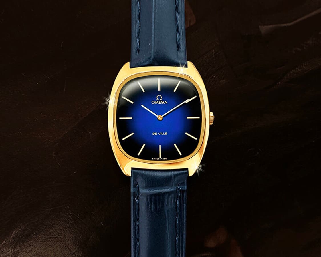 오메가 드빌 희귀 블루 투톤 다이얼 여성 수동 가죽 시계 상품이미지7
