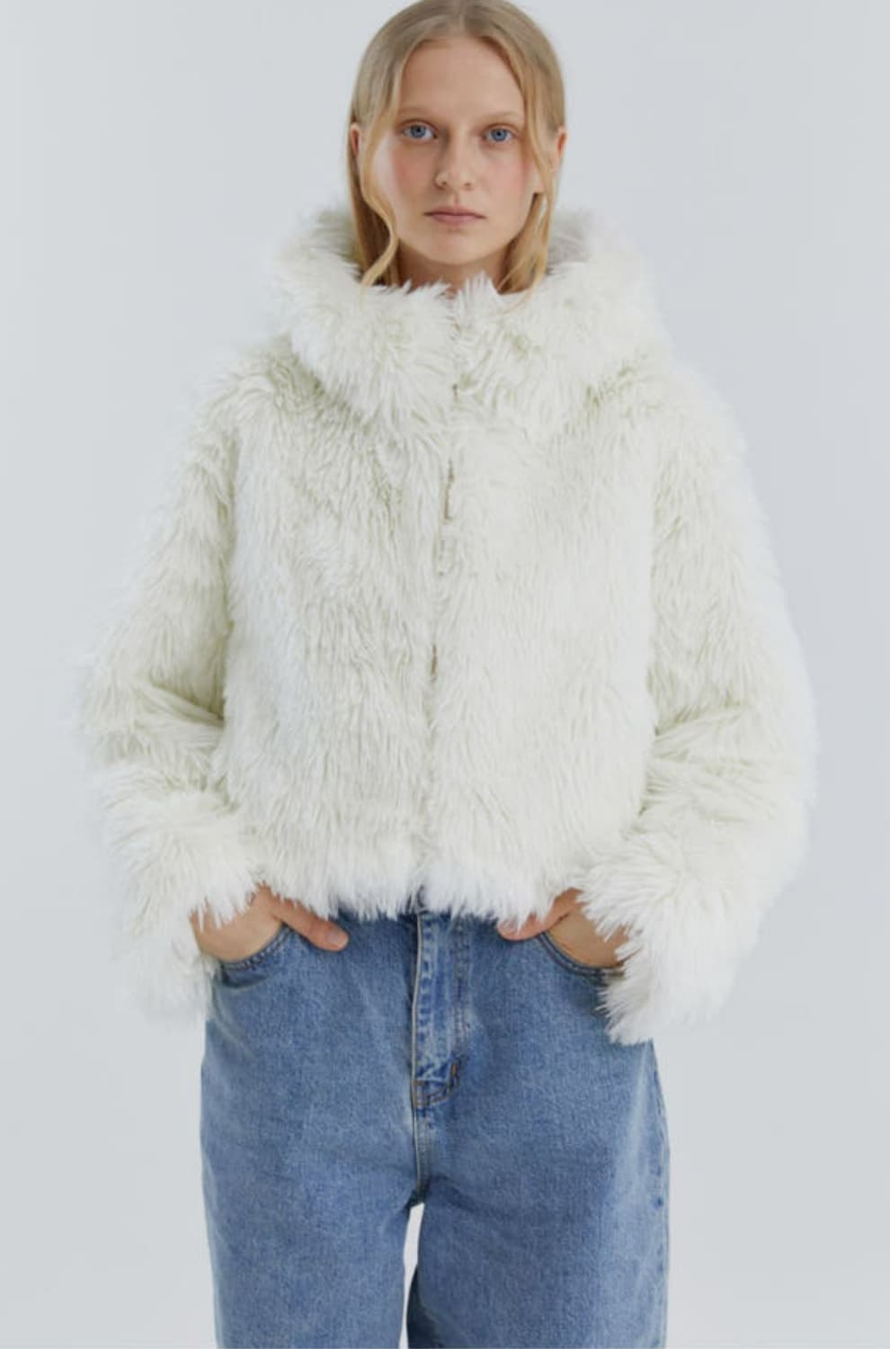 몰리올리 코멜리 퍼 후드 크롭 자켓 아이보리 상품이미지1