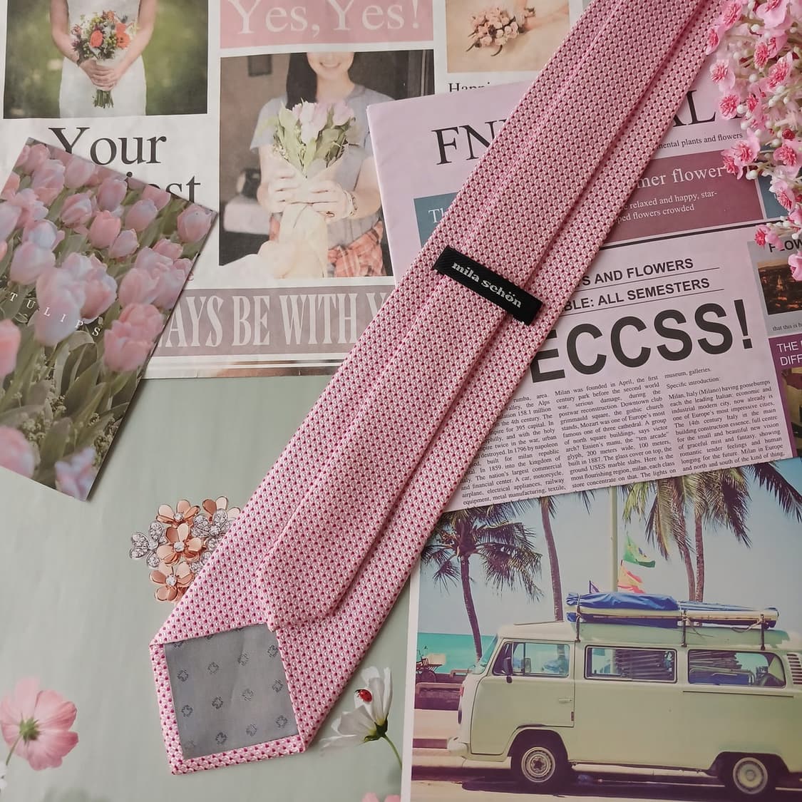 밀라숀 실크 핑크 도트 패턴 넥타이 8.1cm A~B등급 A19727 상품이미지5