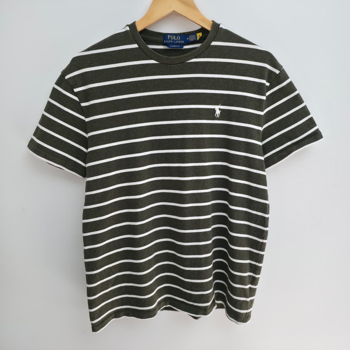 [M] 폴로 랄프로렌 카키 스트라이프 반팔티 신형 큐알택 상품이미지1