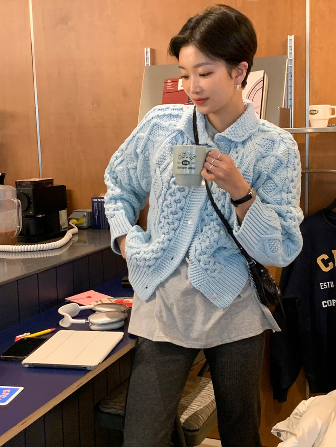 에이치모드 꽈배기가디건 아이보리 상품이미지6