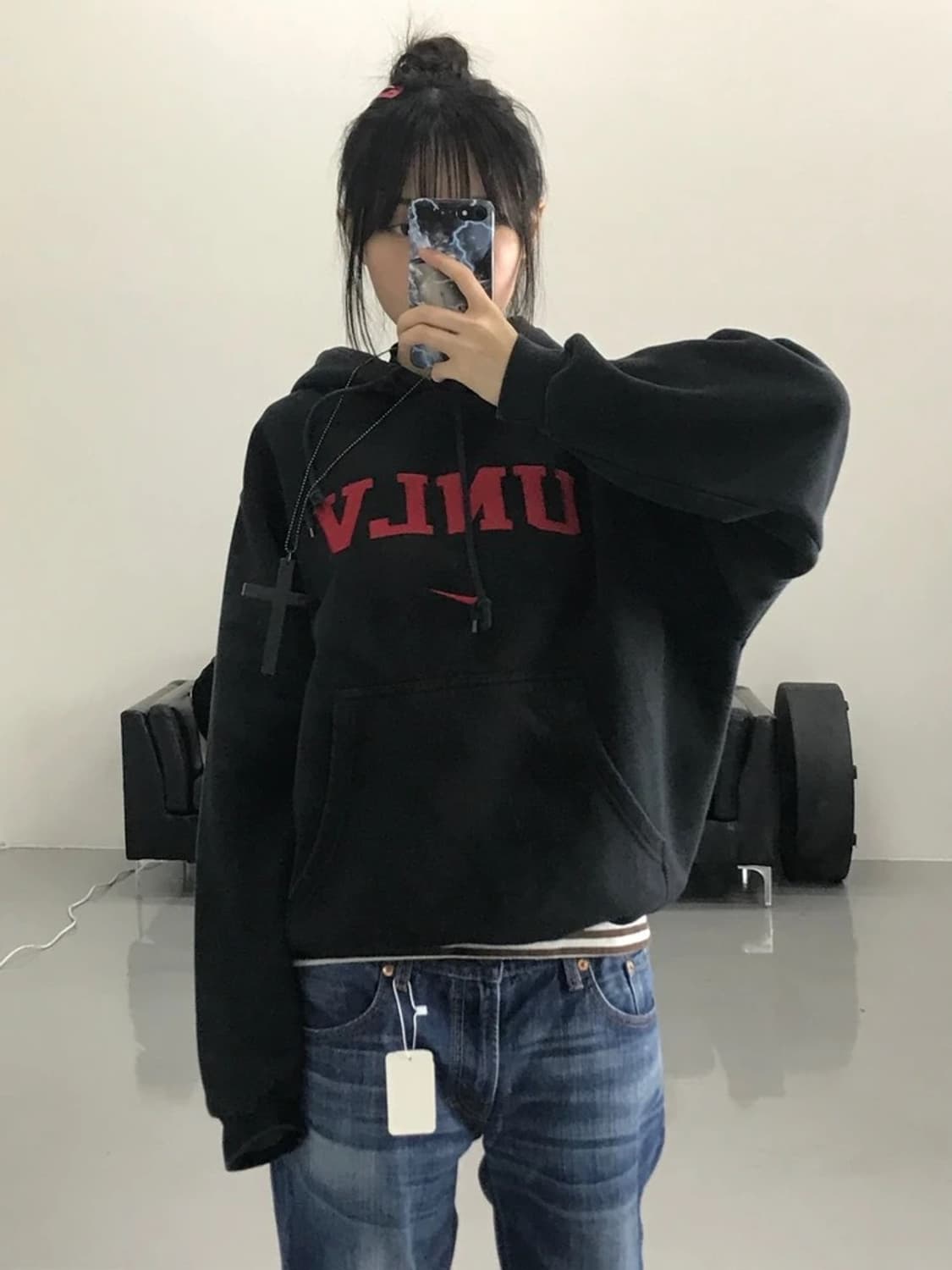 90's 나이키 UNLV 블랙 후드티 상품이미지2