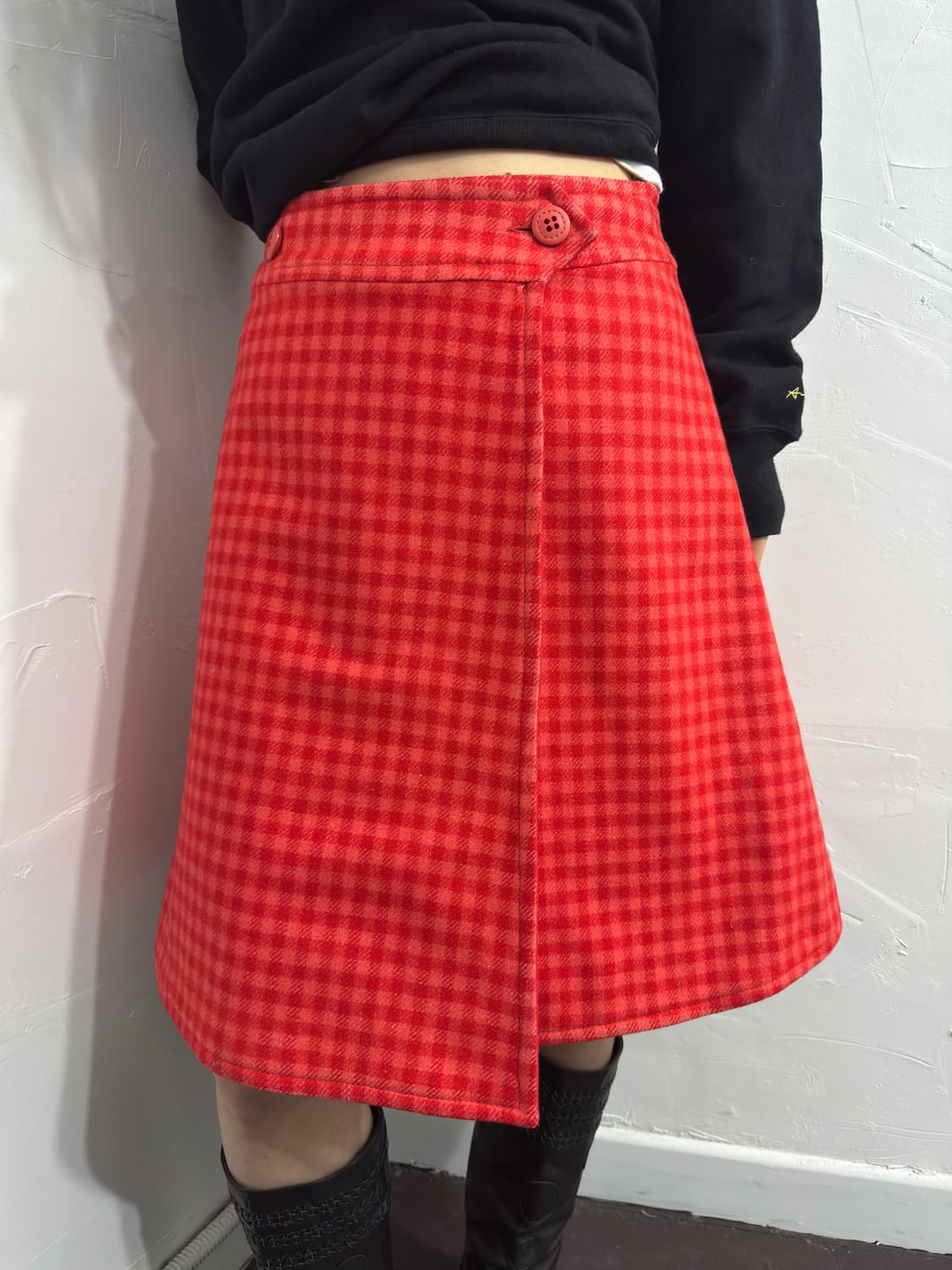 reversible check midi skirt 상품이미지1