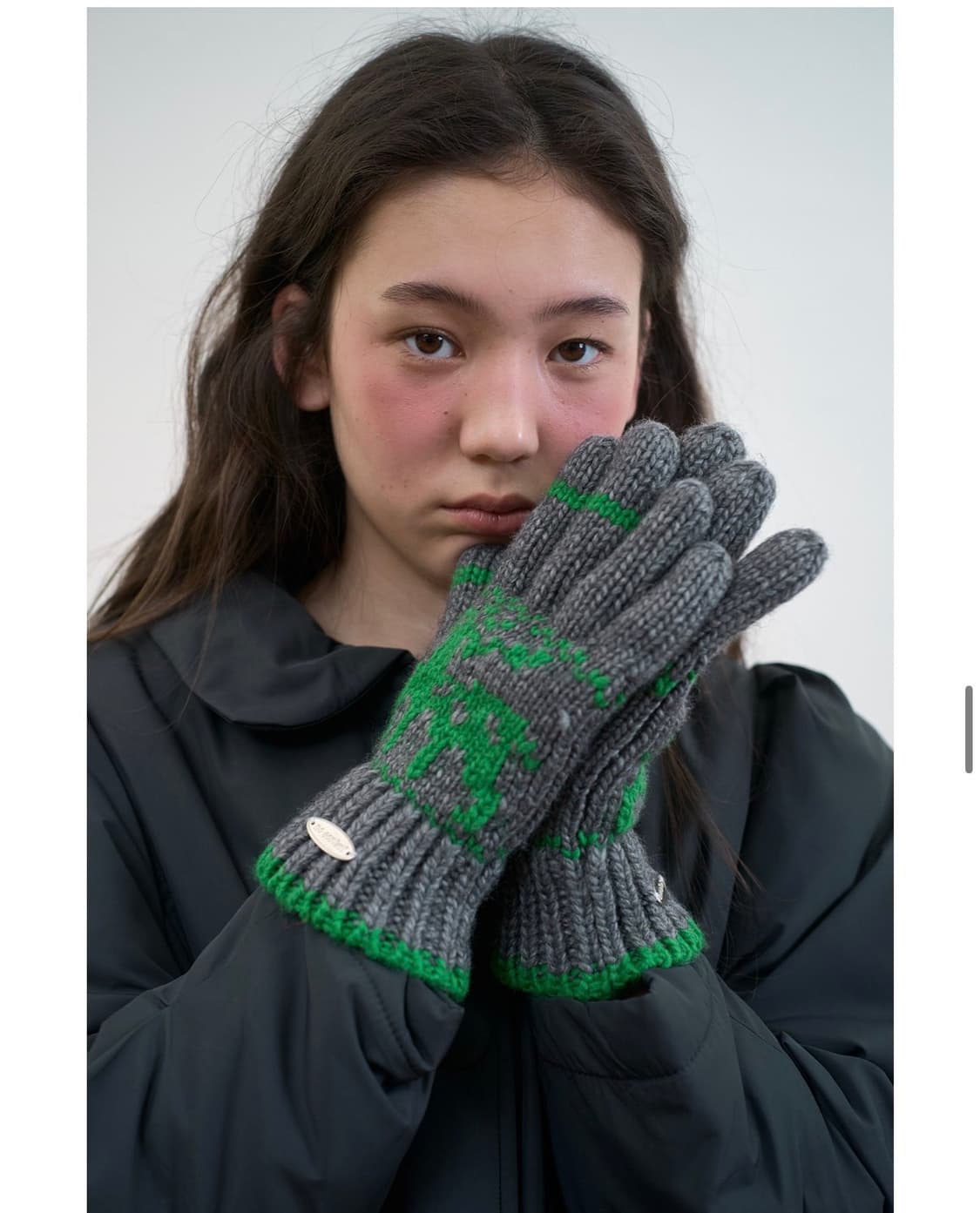 새상품) 노컨텐츠 301. Snowy Gloves 차콜 니트 장갑 상품이미지1