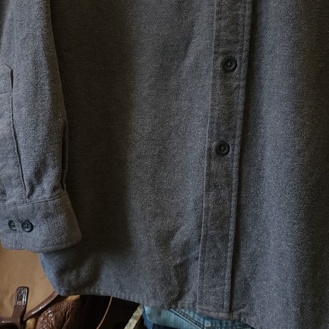 90s 엘엘빈 헤비코튼 투포켓 워크셔츠 샤모아 셔츠 그레이 m 상품이미지8