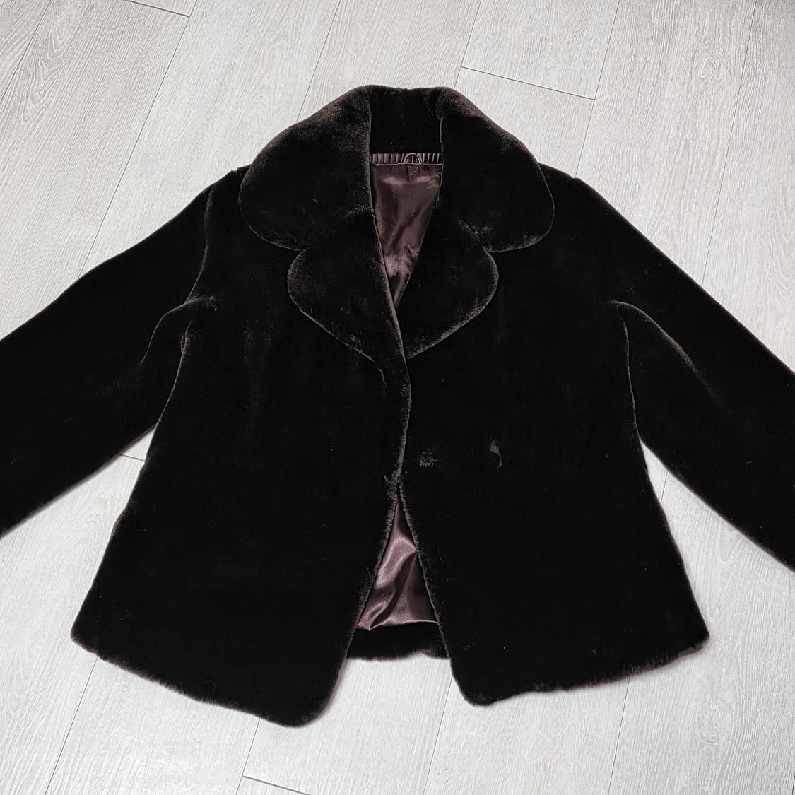 일본제 고급 벨벳퍼 자켓 초코브라운 상품이미지2