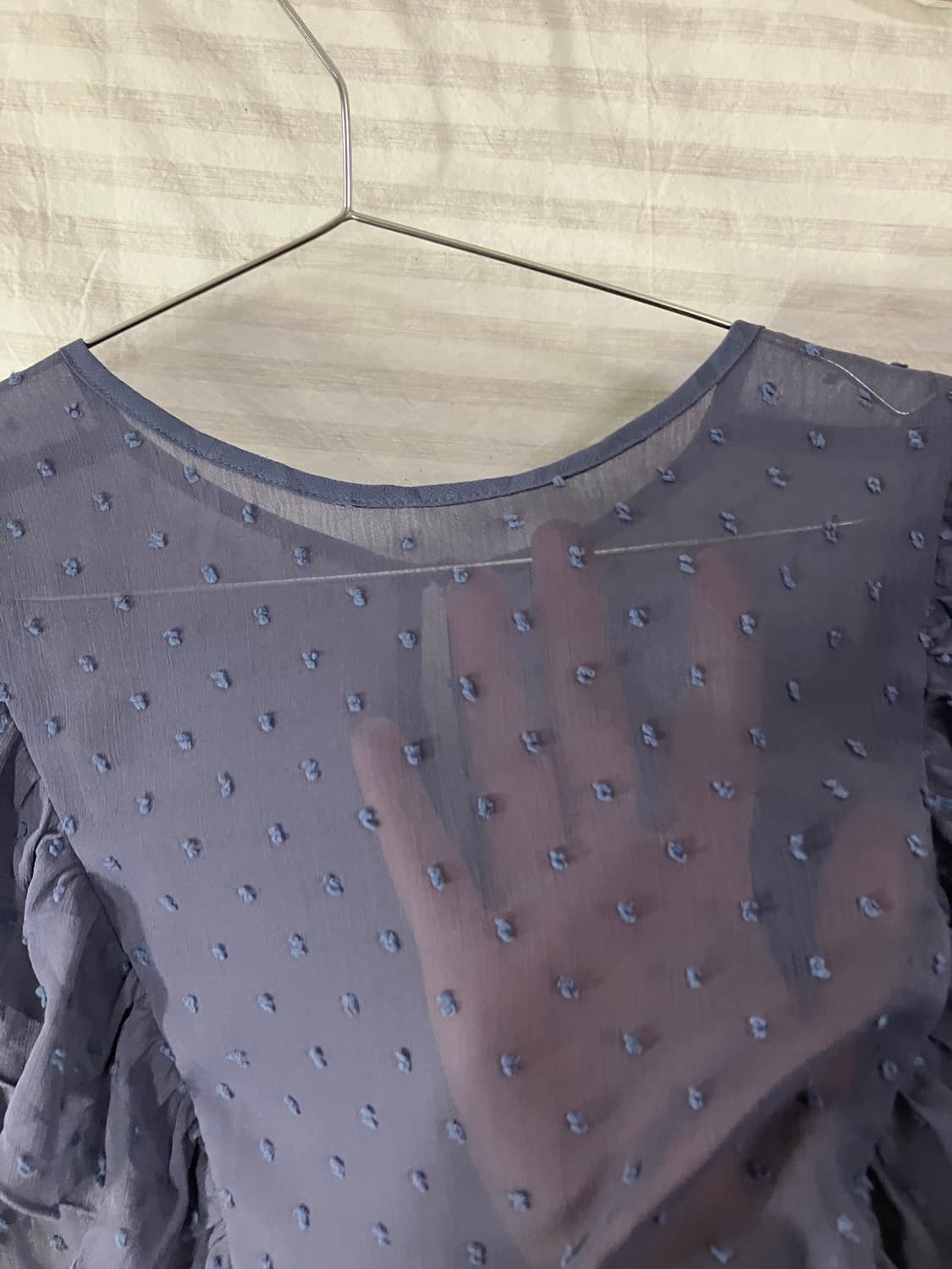 빈티지 파스텔 블루 폼폼이 샤랄라 블라우스 1067 모리걸 y2k 스트릿 상품이미지5