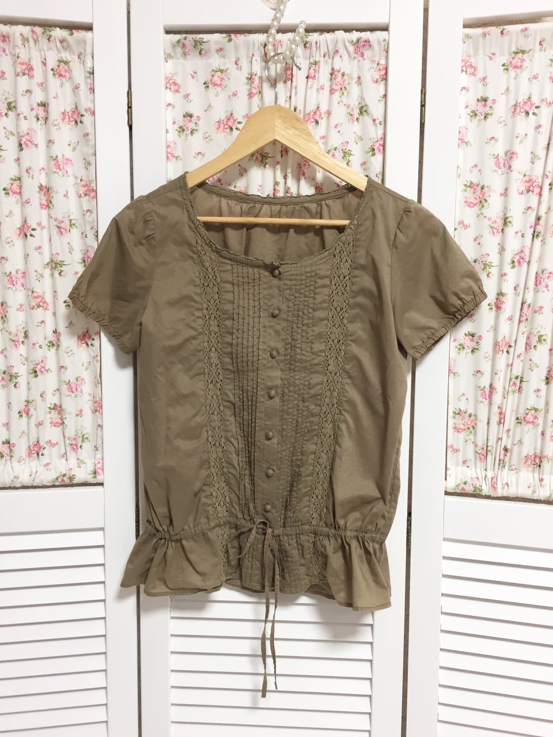 빈티지 카키브라운 모리걸 블라우스 상품이미지1