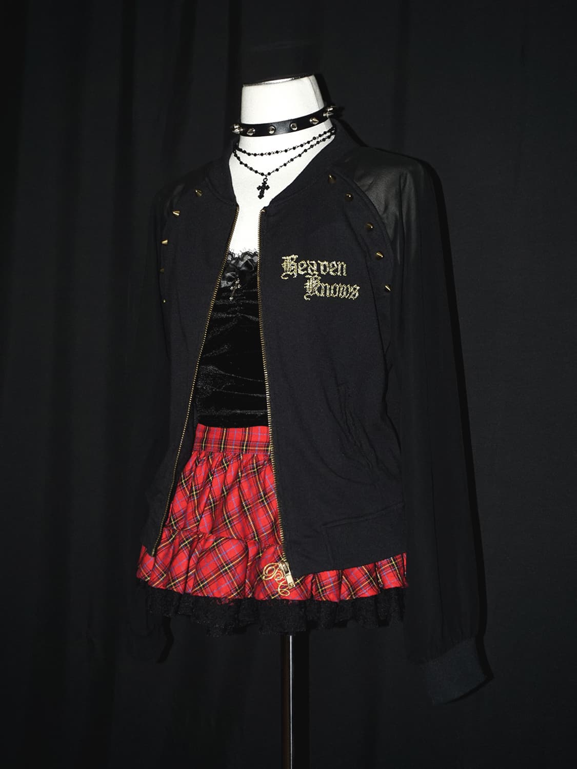 punk see-through arm stud zip-up  상품이미지3
