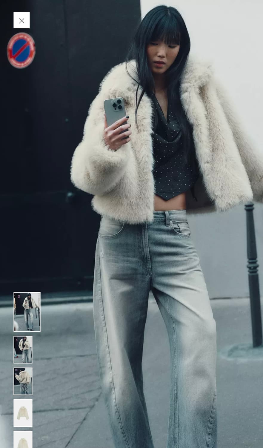 자라 라이트 베이지 숏 퍼코트 퍼자켓 xs 상품이미지3