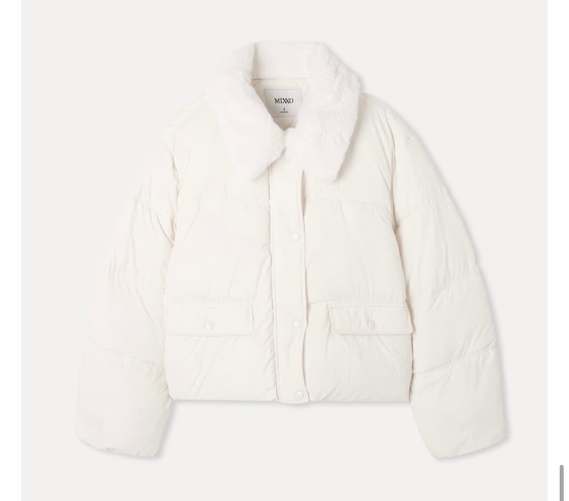 미쏘 화이트 페이크 퍼 카라 숏 패딩_MIWJPFV0PG 상품이미지2