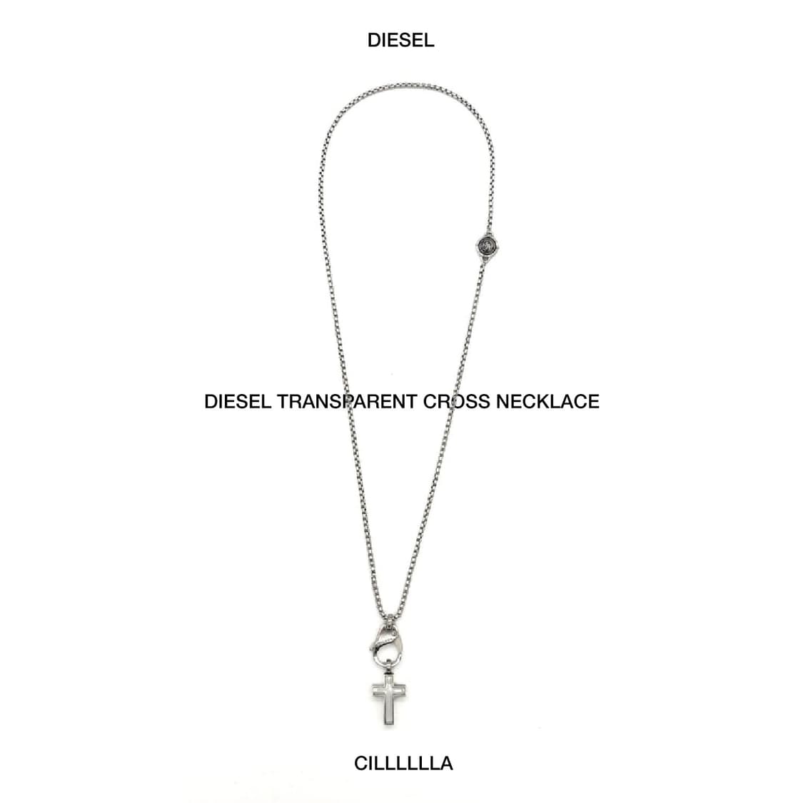 DIESEL 디젤 투명 크로스 십자가 목걸이 상품이미지1