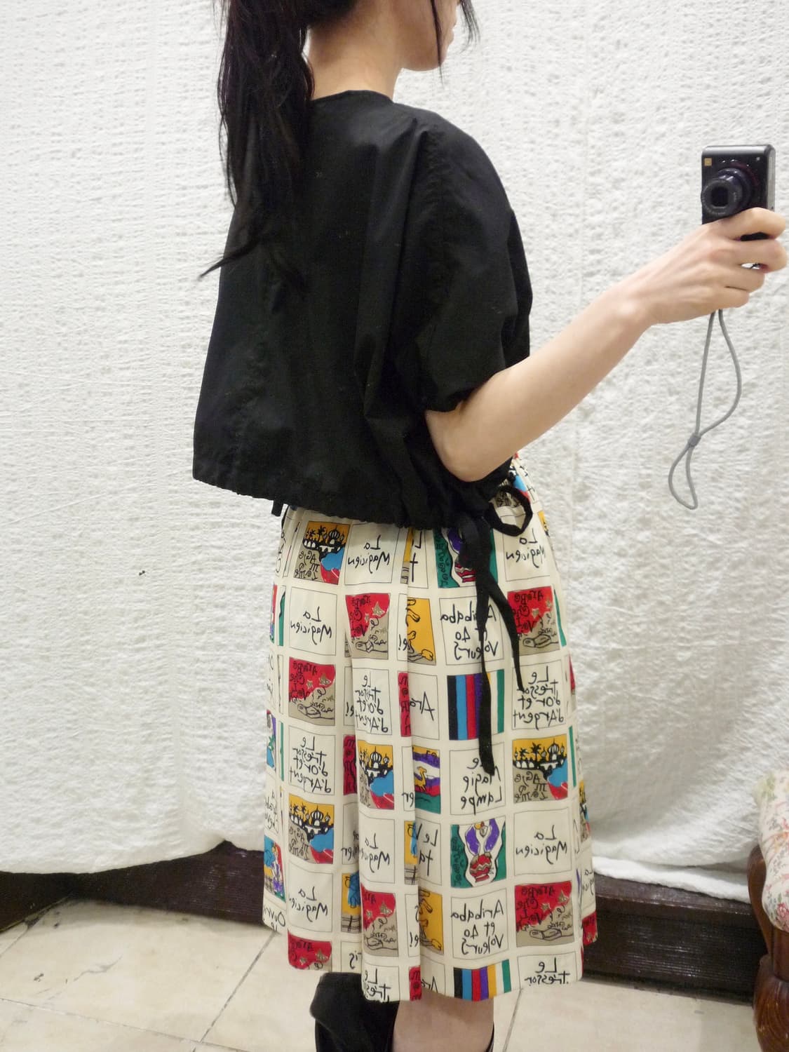 drawstring drape black blouse 상품이미지1