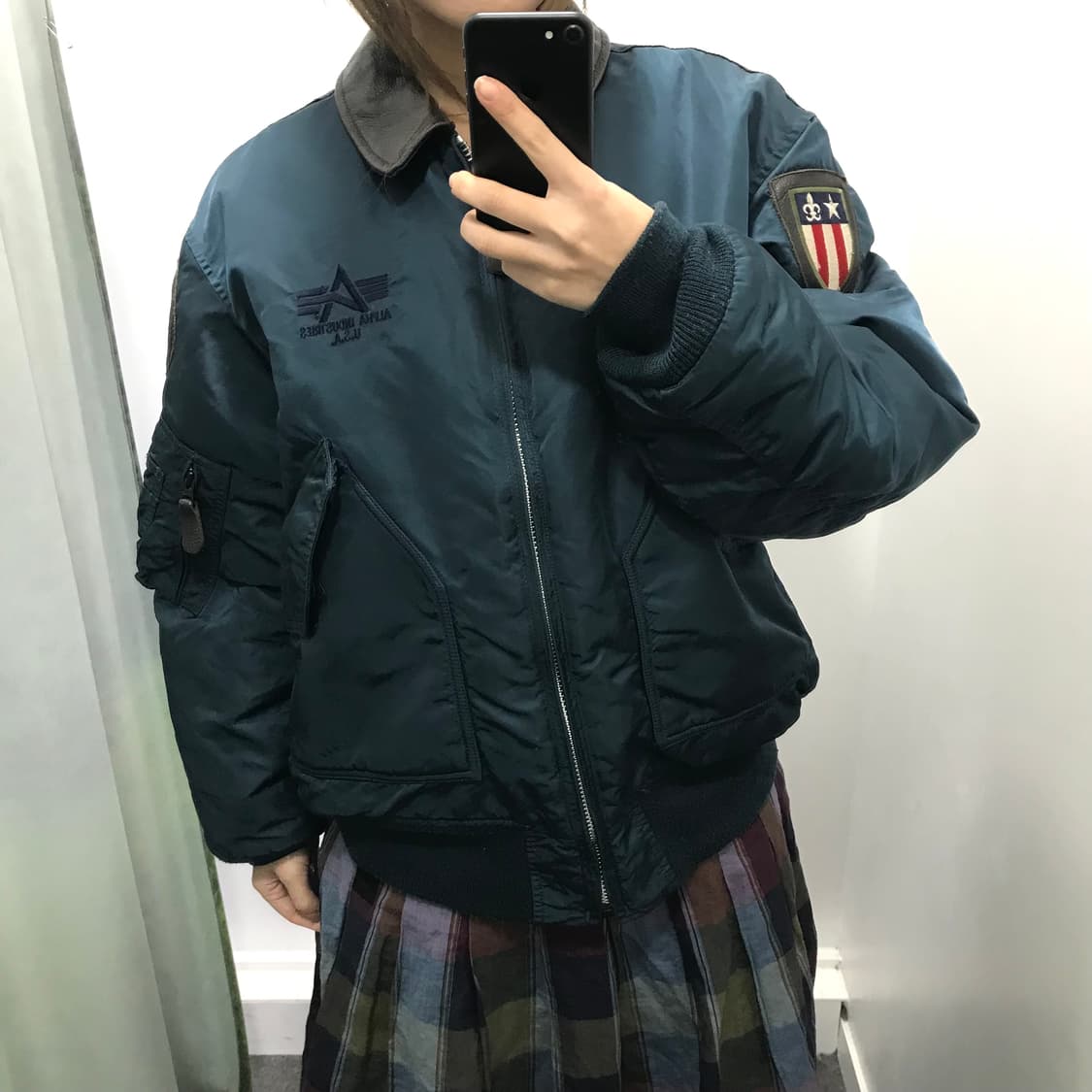 알파인더스트리 ma-1 레더카라 항공자켓 상품이미지1