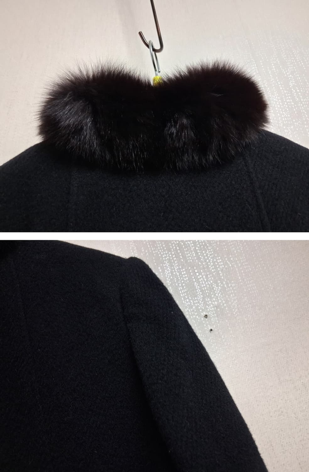 LOVE MODAC 레트로 블랙울모직 롱코트  폭스카라트리밍 볼륨소매밑단 상품이미지7