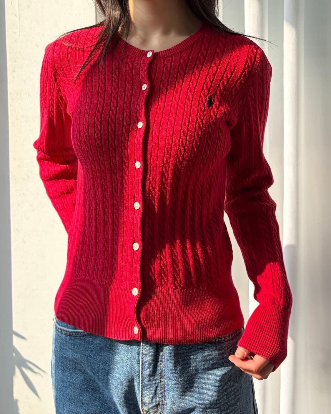 [S]폴로 랄프로렌 걸즈 꽈배기 케이블 니트 가디건 상품이미지1