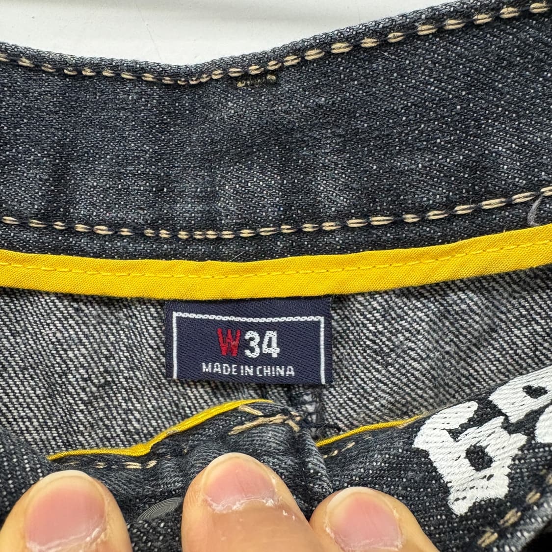 쿠지 COOGI 블랙 데님 팬츠 프린팅 진 31in 상품이미지5