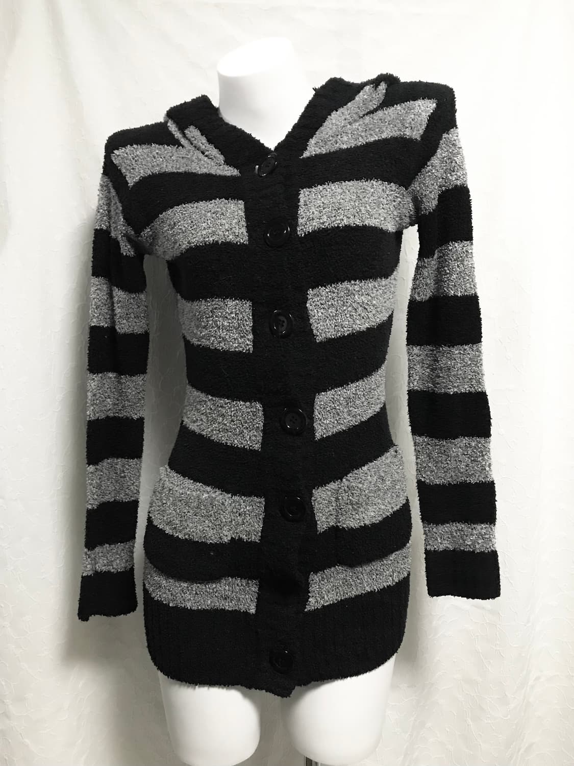 빈티지 갸루 펑크 오레오 스트라이프 니트 후드 가디건 원피스 상품이미지1