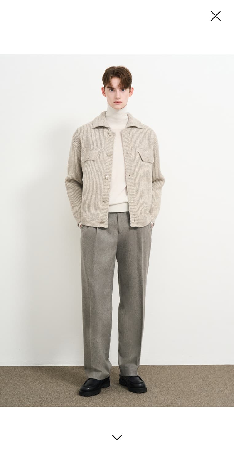 타임옴므 24FW 울 블렌드 플랩 칼라 니트 자켓 가디건 상품이미지3