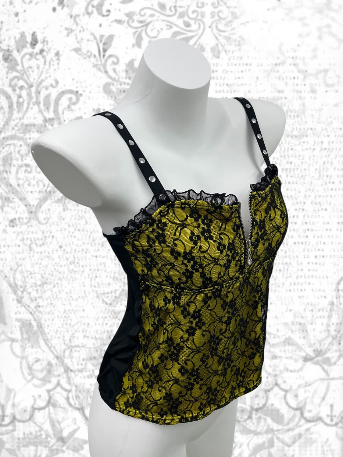 cybertic yellow string eyelet lace top 상품이미지1