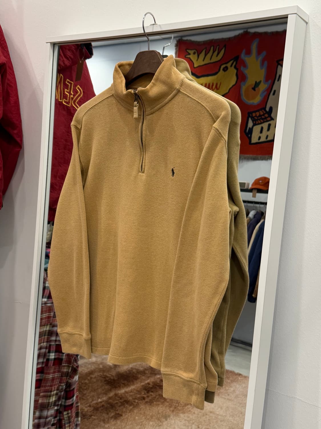 Polo RL 폴로 랄프로렌 하프넥 쿼터 집업 니트 (beige) 상품이미지1