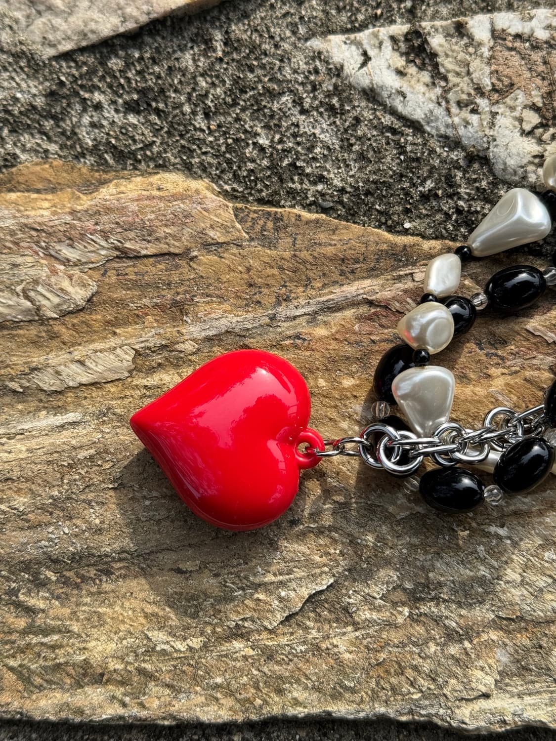 다비즈 진주 써지컬 체인 빨간하트 키링 상품이미지3