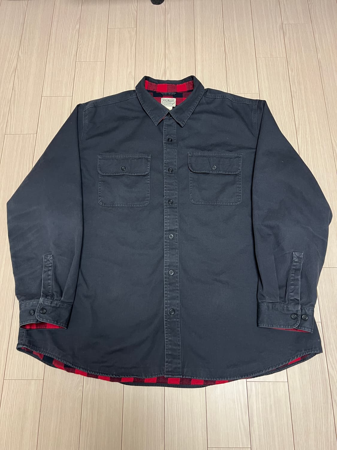 엘엘빈 블랙 셔츠 자켓 플란넬 체크 안감 XXL 상품이미지1