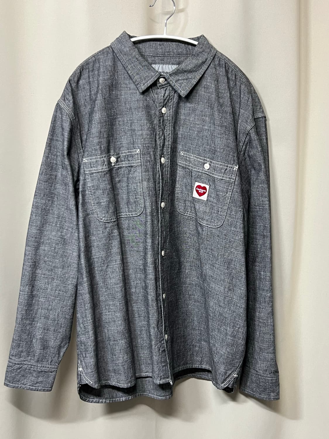 칼하트wip 클링크 하트 샴브레이 셔츠 XL 상품이미지2