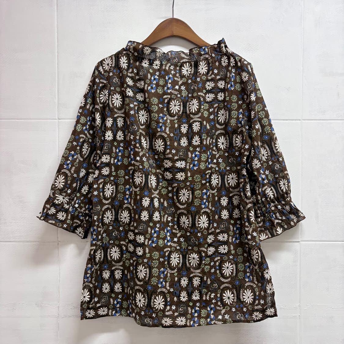 ABEND 브라운 히피 페어리 리본 플라워 블라우스 JPN 상품이미지6