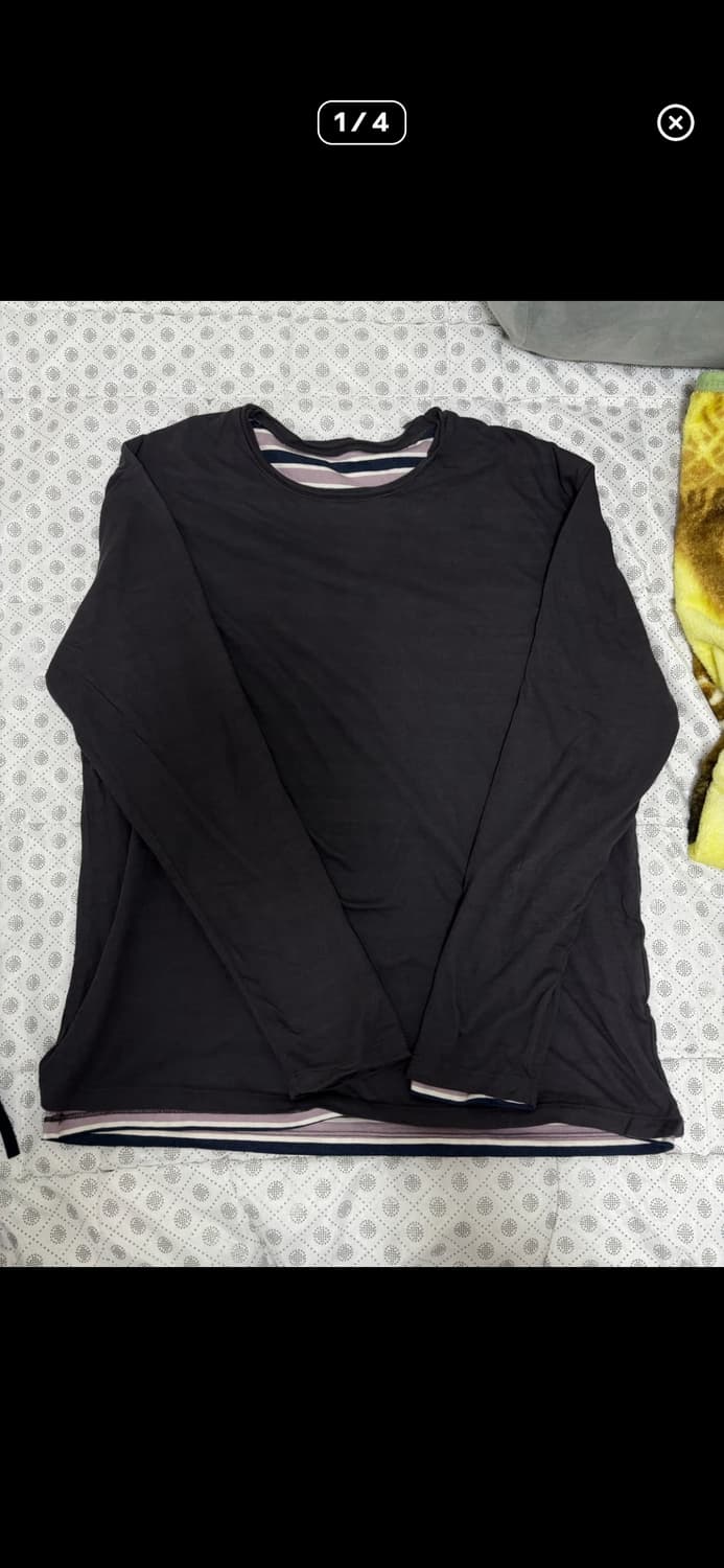 해칭룸 투페이스 롱슬리브 티셔츠 스트라이프 블루 차콜 2사이즈 S 상품이미지1