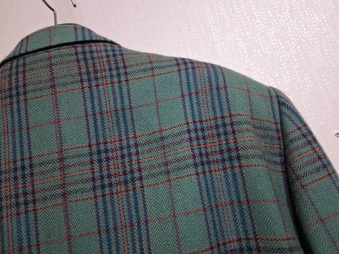 Madam Chic 일본구제 100%순모 그린체크 레트로체크 순모울쟈켓  상품이미지7