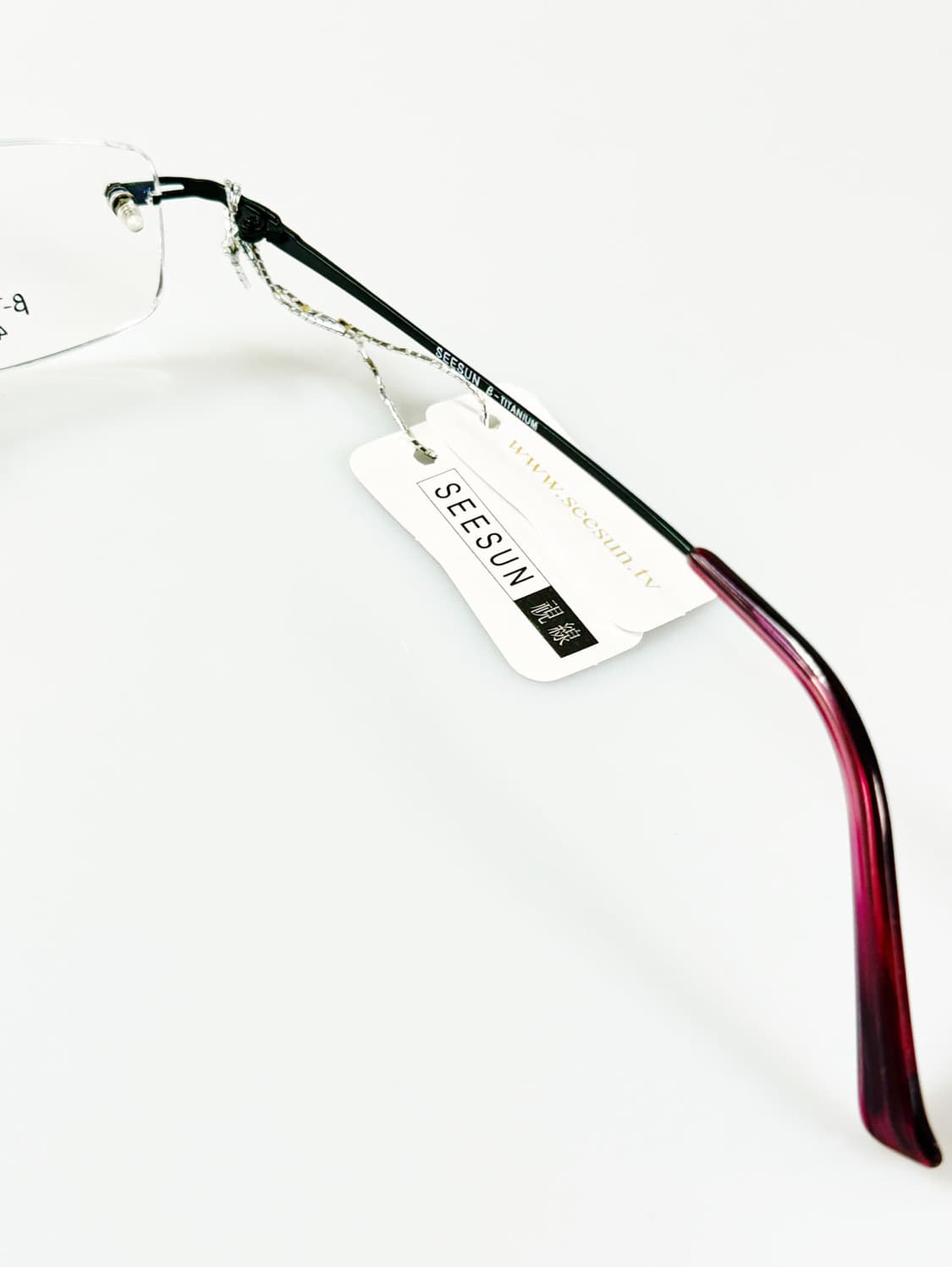 SEESUN 레드 티타늄 스퀘어 무테 프레임 빈티지 안경 상품이미지6